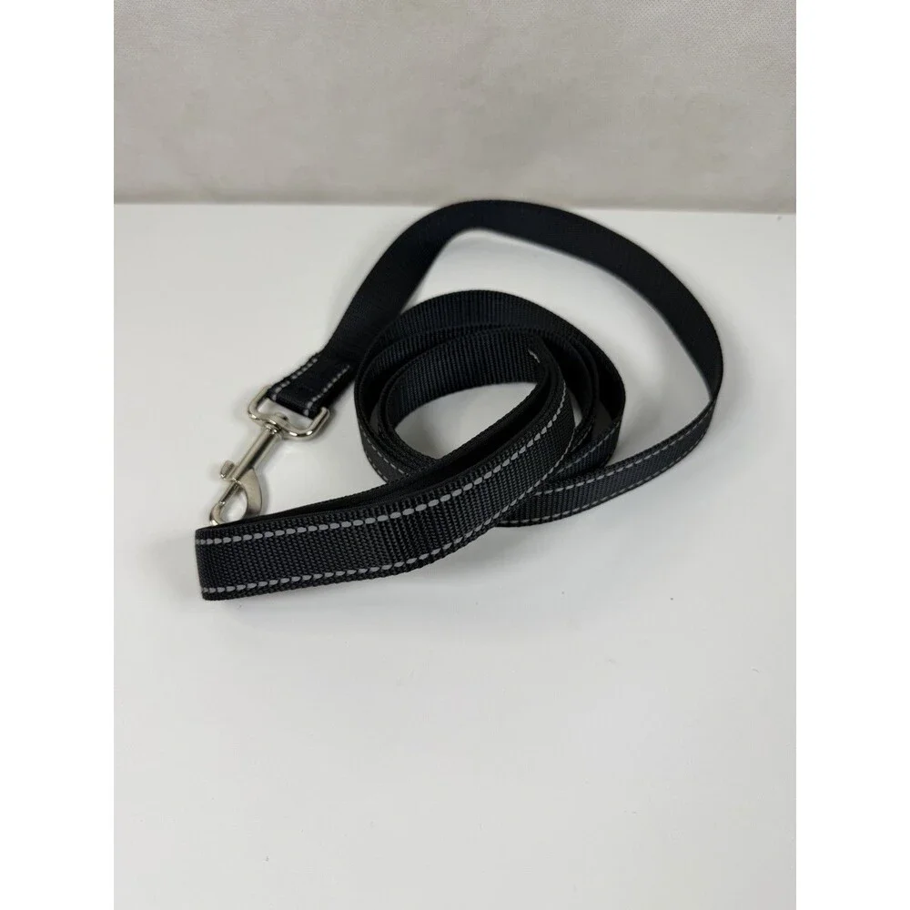 FunTags 6FT Reflective Dog Leash Black Heavy Duty Nylon Lead Padded Handle New